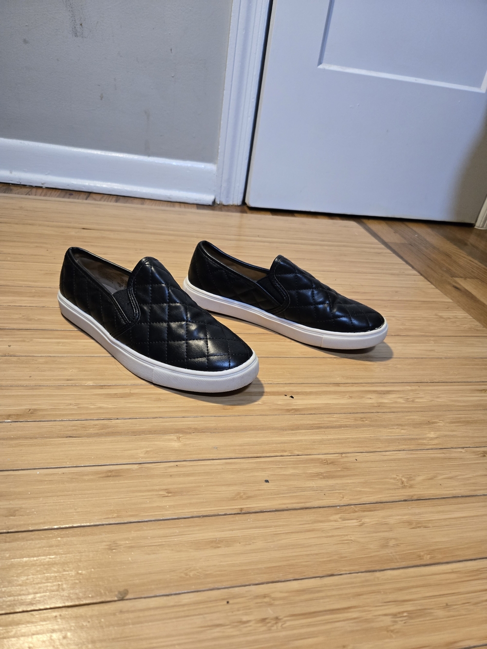 Brash Black Quilted Slip-On Sneakers